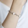 Diamond Leaf Pearl Bracelet Real Freshwater Jewelry Bridal
