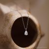 925 Sterling Silver Teardrop Diamond Necklace Single Pear