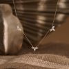 Marquise Flower Crystal Necklace Three Cz Diamond Bridesmaid